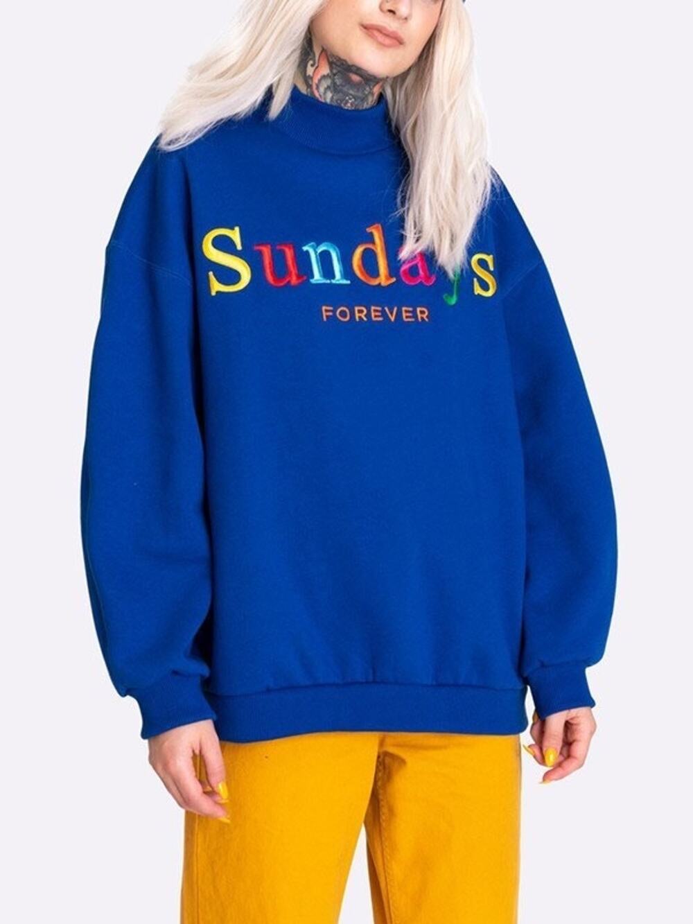 Minga London Sundays Forever High Neck Sweatshirt Blue Size M/L